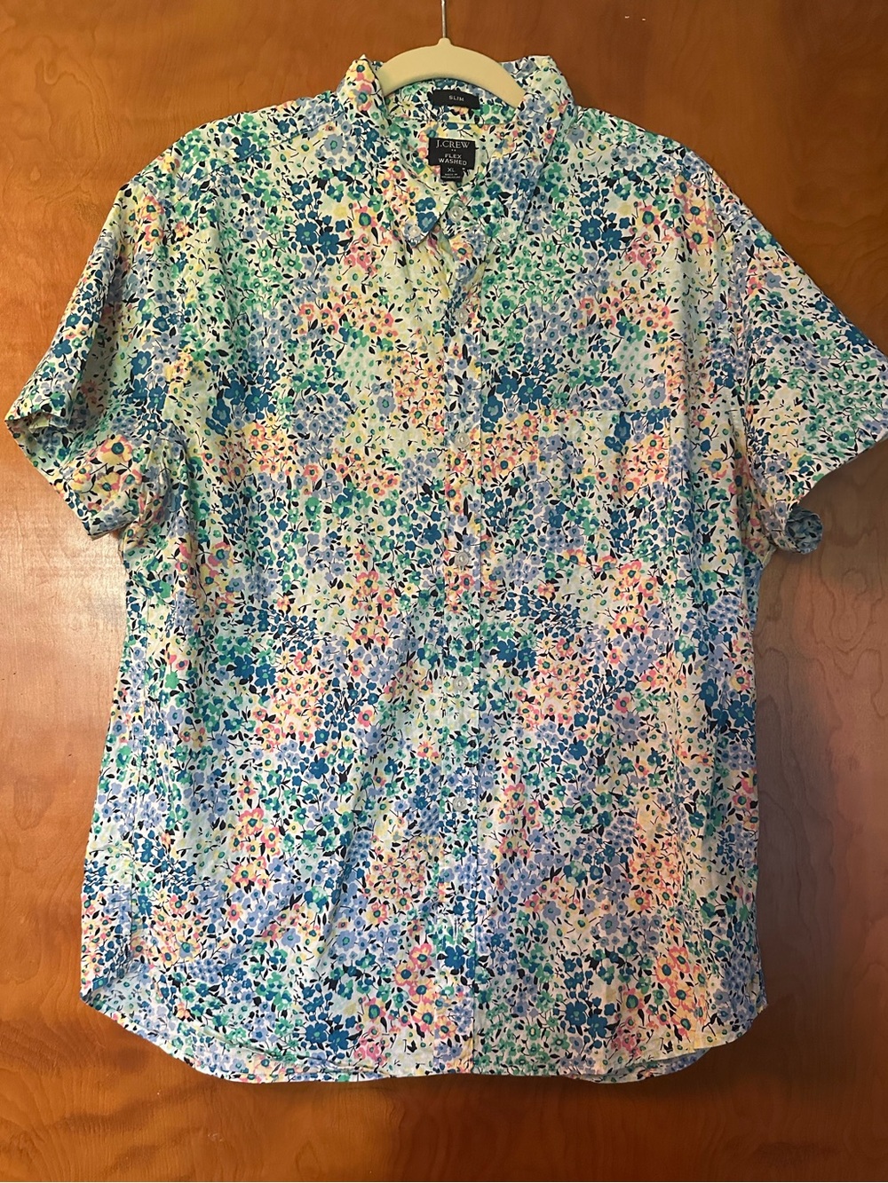 J. Crew Men’s Short Sleeved Button Front Floral Shirr, Size XL